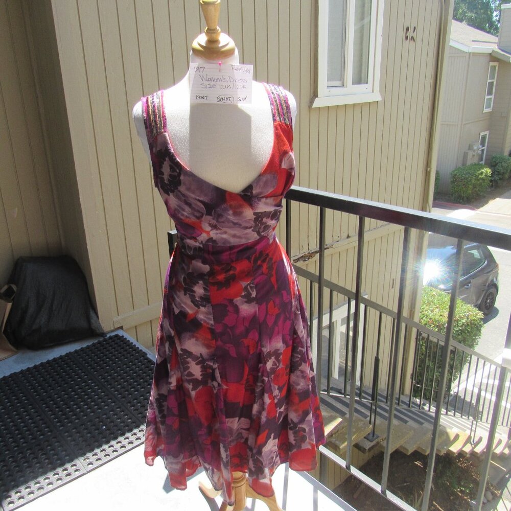 #197 NEW WOMEN'S FLORAL SUMMER DRESS WITH SEQUINS BY PER UNA  (SIZE 12US / 16UK)